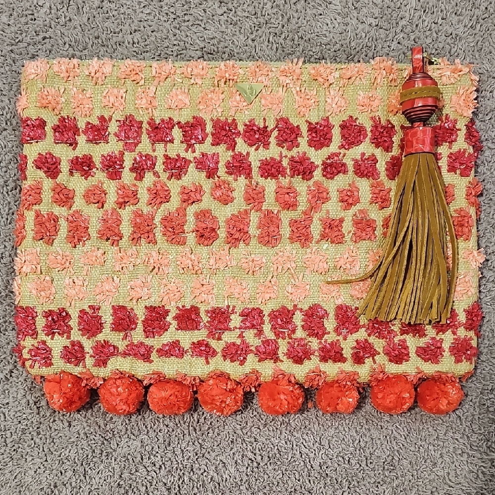 Sam Edelman Colorful Woven Clutch with Tassel